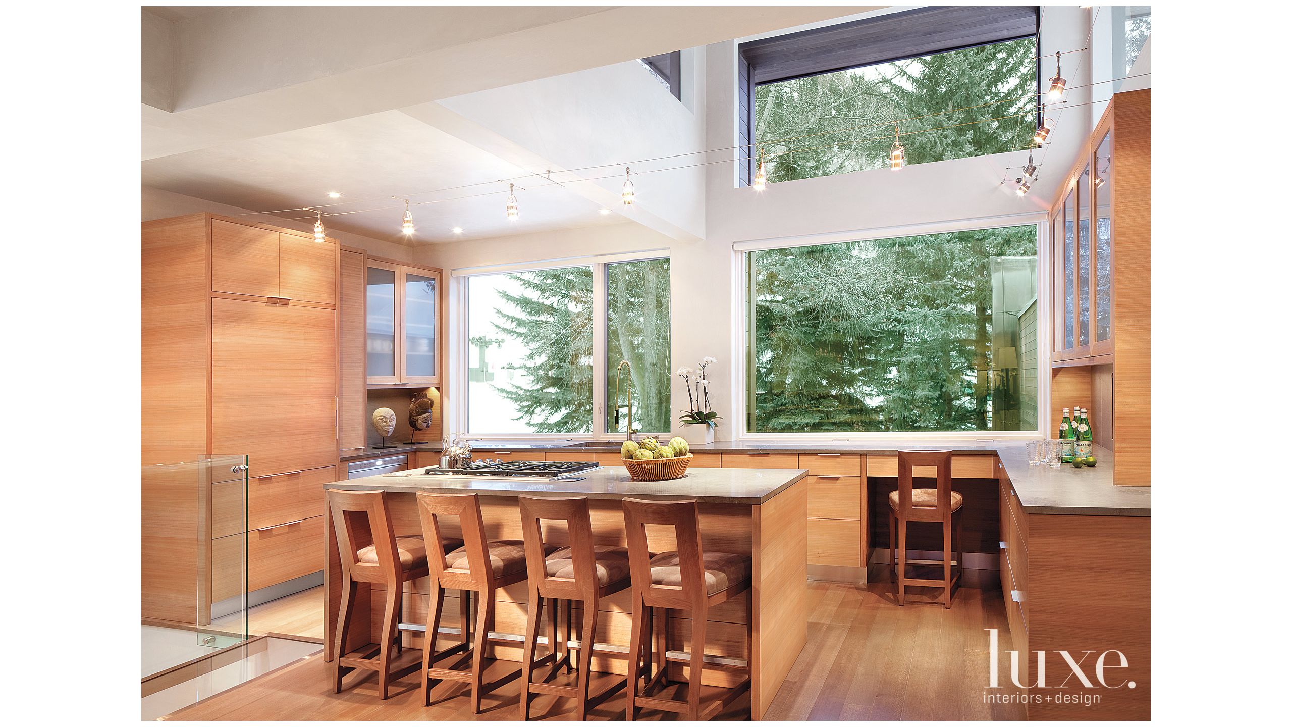 Modern Neutral Kitchen With Walnut Cabinetry Luxe Interiors Design