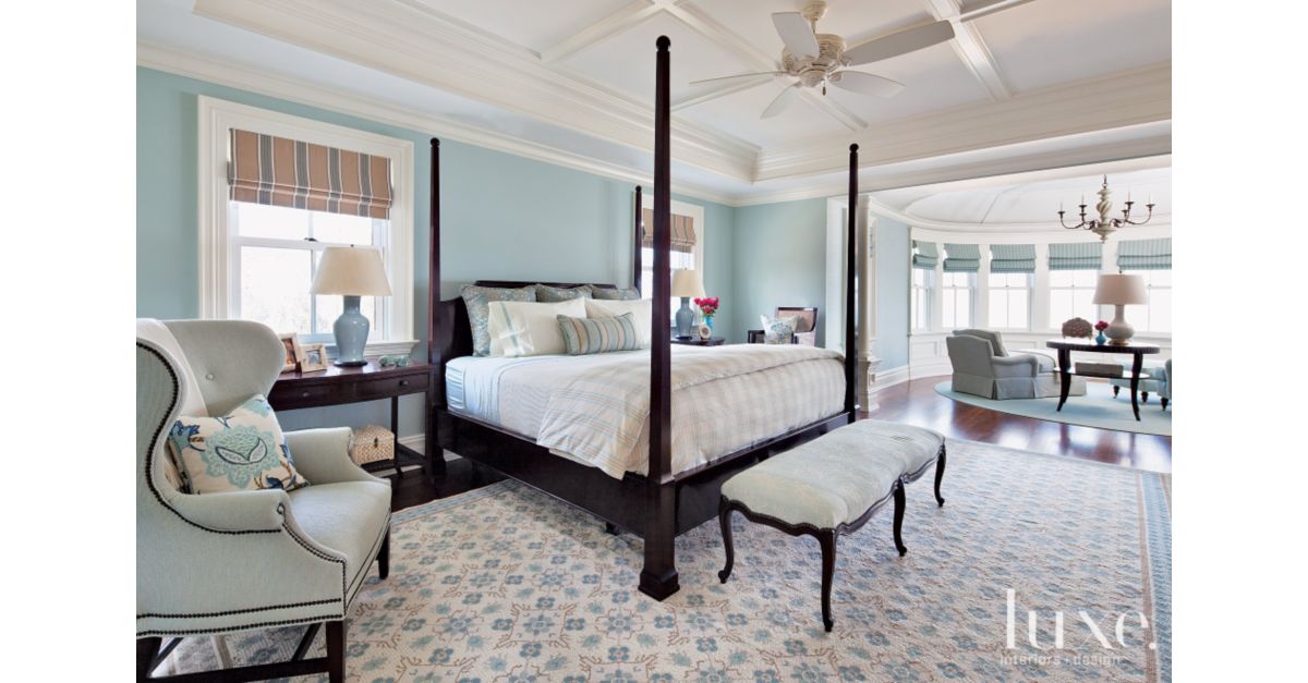 Traditional Blue and Green Master Bedroom Luxe Interiors + Design