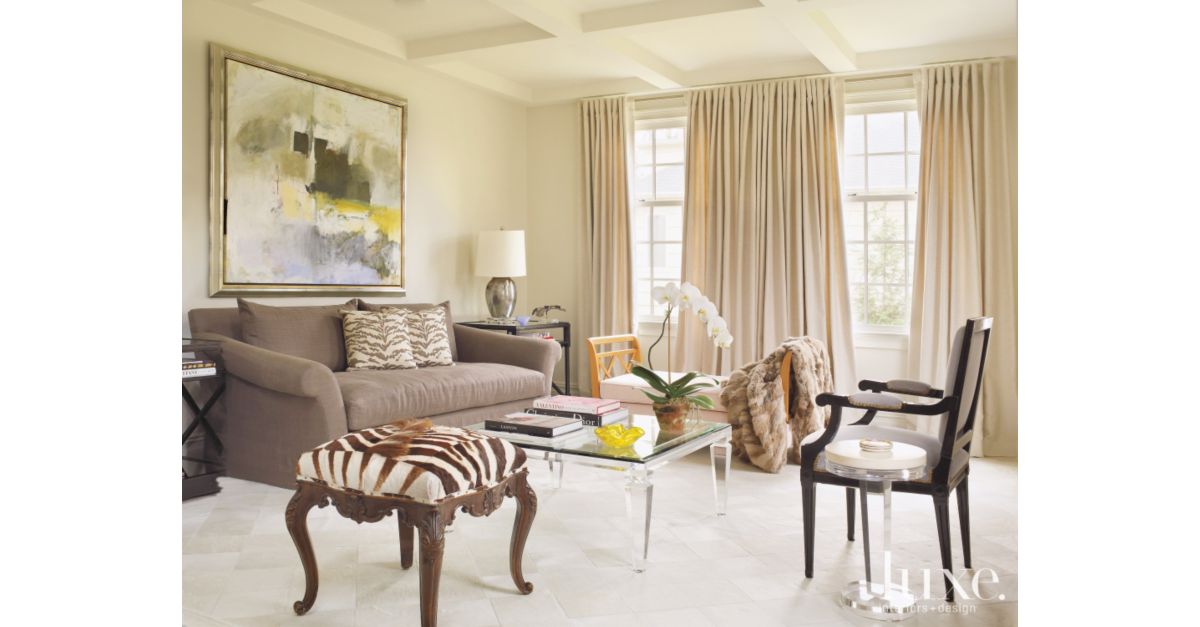 Modern Neutral Living Room with Animal Print Accents - Luxe Interiors ...