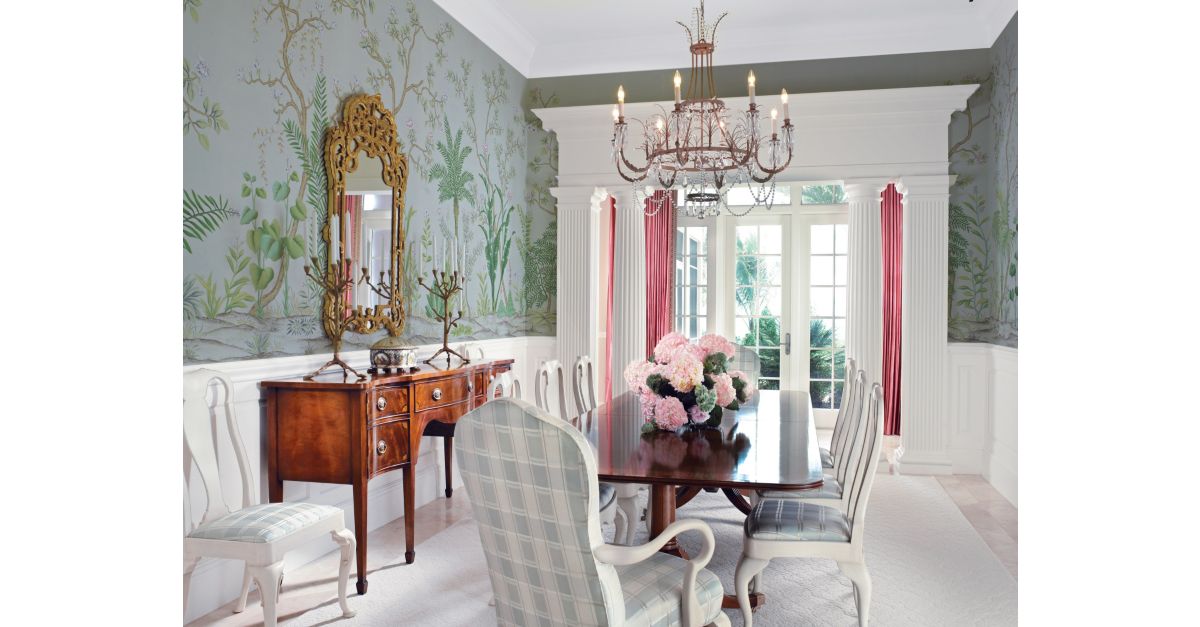 Traditional Green Dining Room - Luxe Interiors + Design