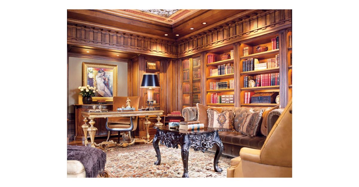 Traditional Brown Office Luxe Interiors + Design