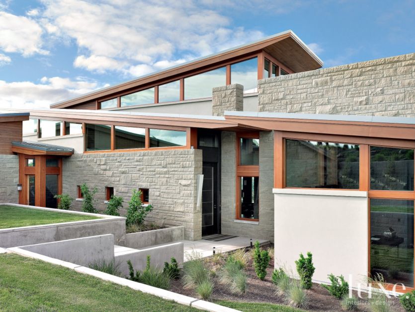 Modern House Elevation Design Contemporary House ... Modern Stone Front Elevation - Luxe Interiors + Design