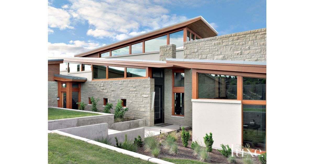 Modern Stone Front Elevation - Luxe Interiors + Design