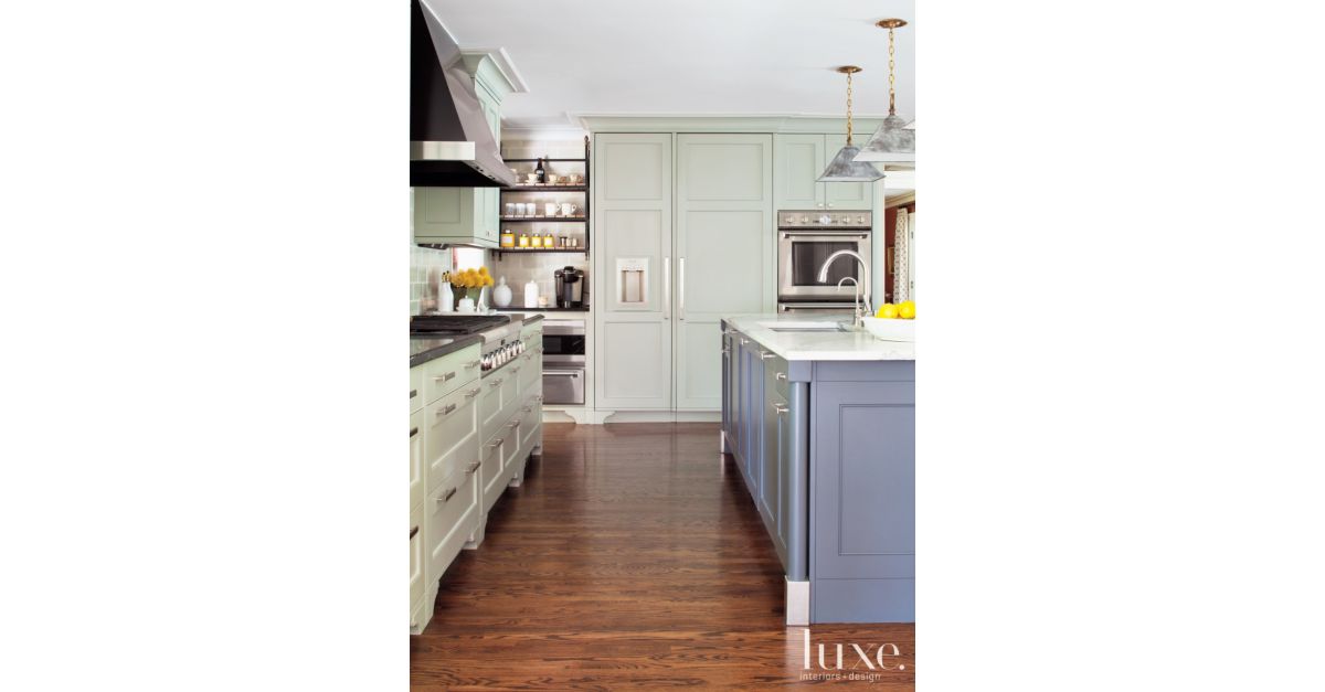 Traditional Blue-Green Kitchen - Luxe Interiors + Design