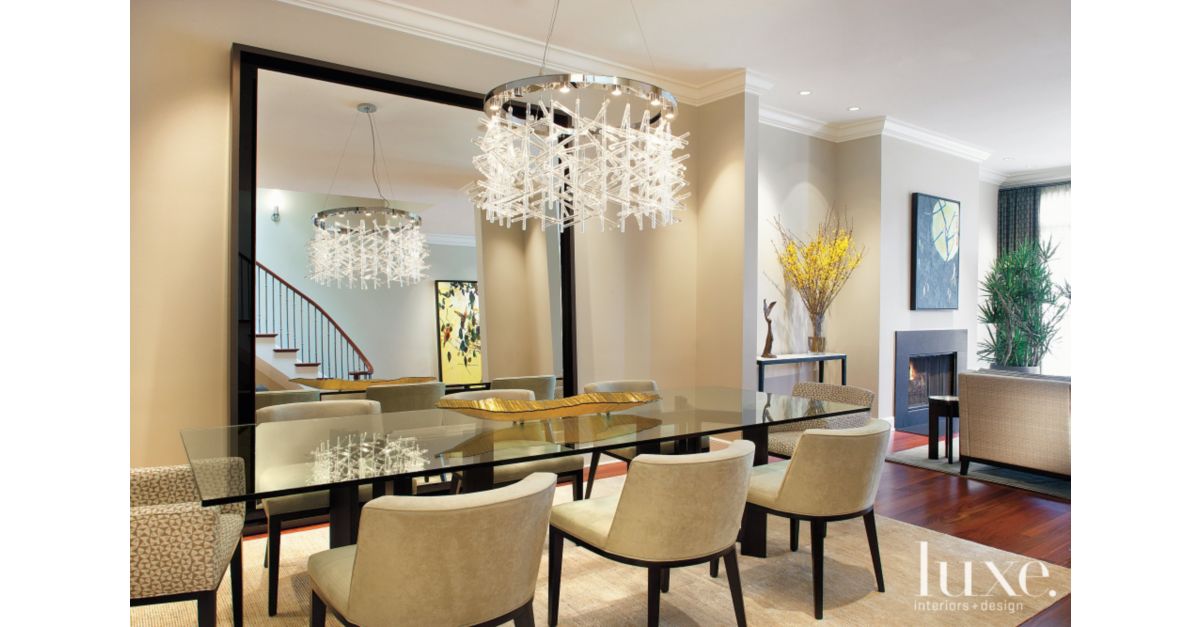 Tan and Gold Dining Room Luxe Interiors + Design