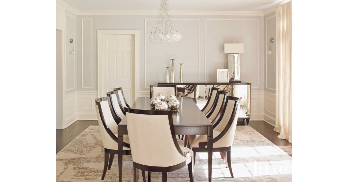 Transitional Cream Dining Room with CurvedBack Chairs Luxe Interiors