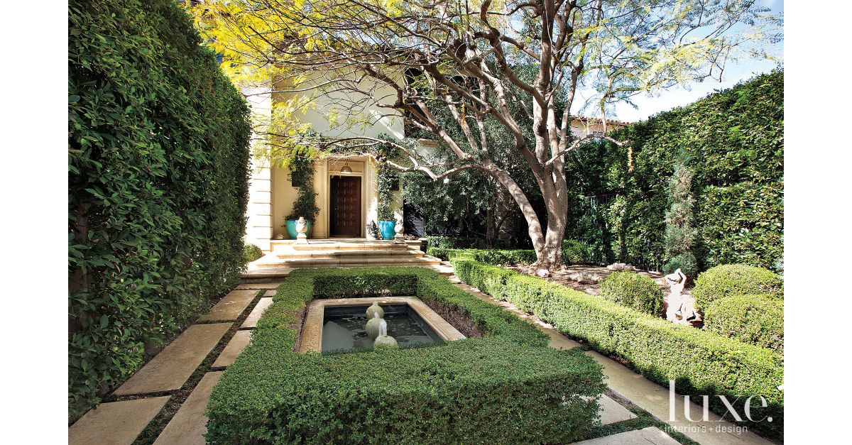 Mediterranean Front Entry Courtyard Luxe Interiors Design