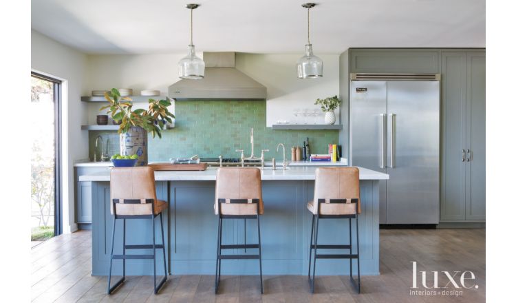 Blue and Green Modern Kitchen | Luxe Interiors + Design