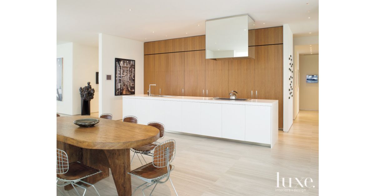 Brown wire chairs in kitchen - Luxe Interiors + Design