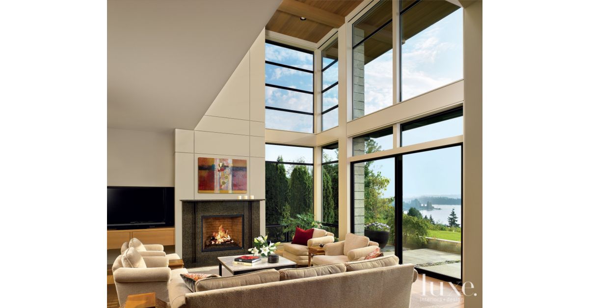 Modern Two-Story Living Room - Luxe Interiors + Design