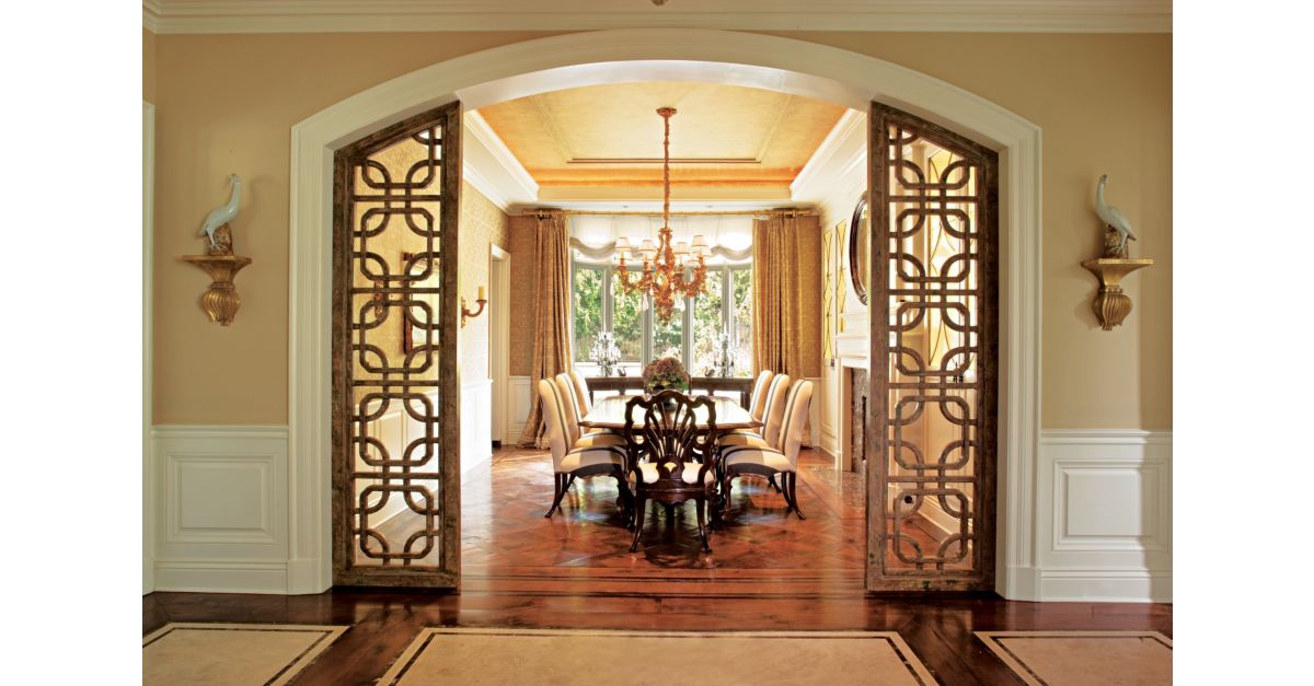 Ornate Entrance Dining Room Doors - Luxe Interiors + Design