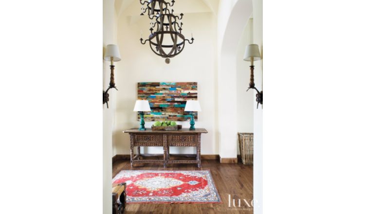 Eclectic White Foyer With Spanish Style Sideboard Luxe Interiors