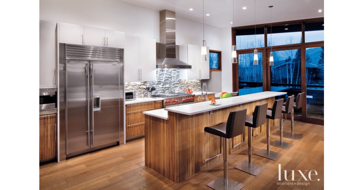 Modern Kitchen  With Zebrawood Cabinetry Luxe Interiors 
