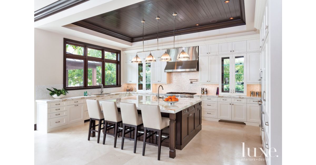 Transitional Mahogany &amp; White Kitchen - Luxe Interiors ...