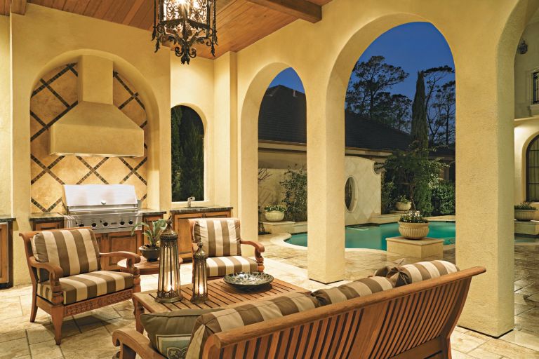Brown And Tan Mediterranean Outdoor Seating Luxe Interiors Design