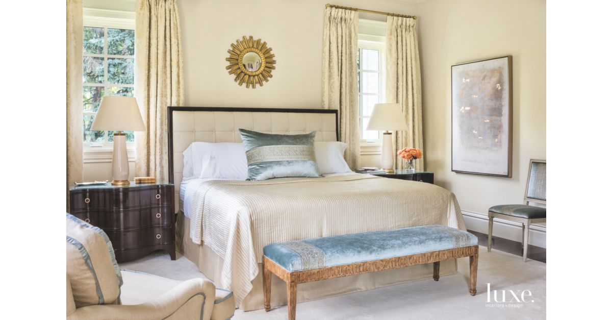 Neutral Master Bedroom with Warm Touches - Luxe Interiors + Design