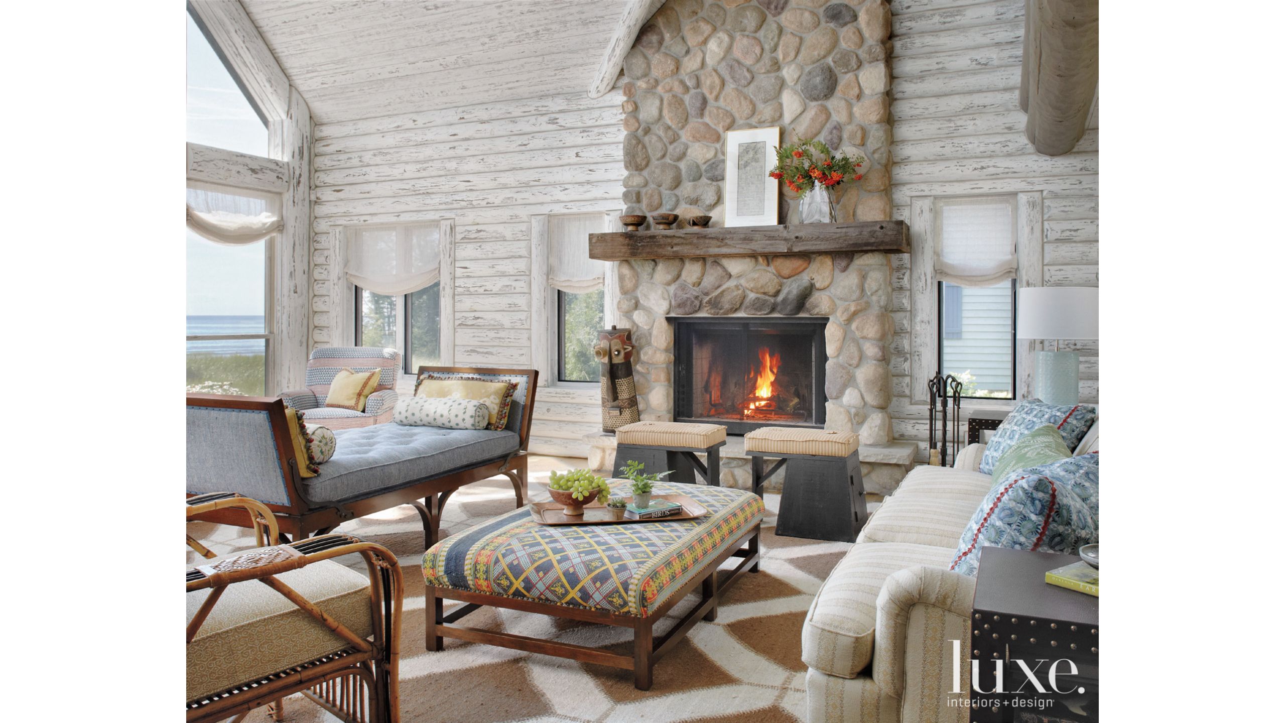 A Country Lake Michigan Retreat With Log Cabin Style Luxe
