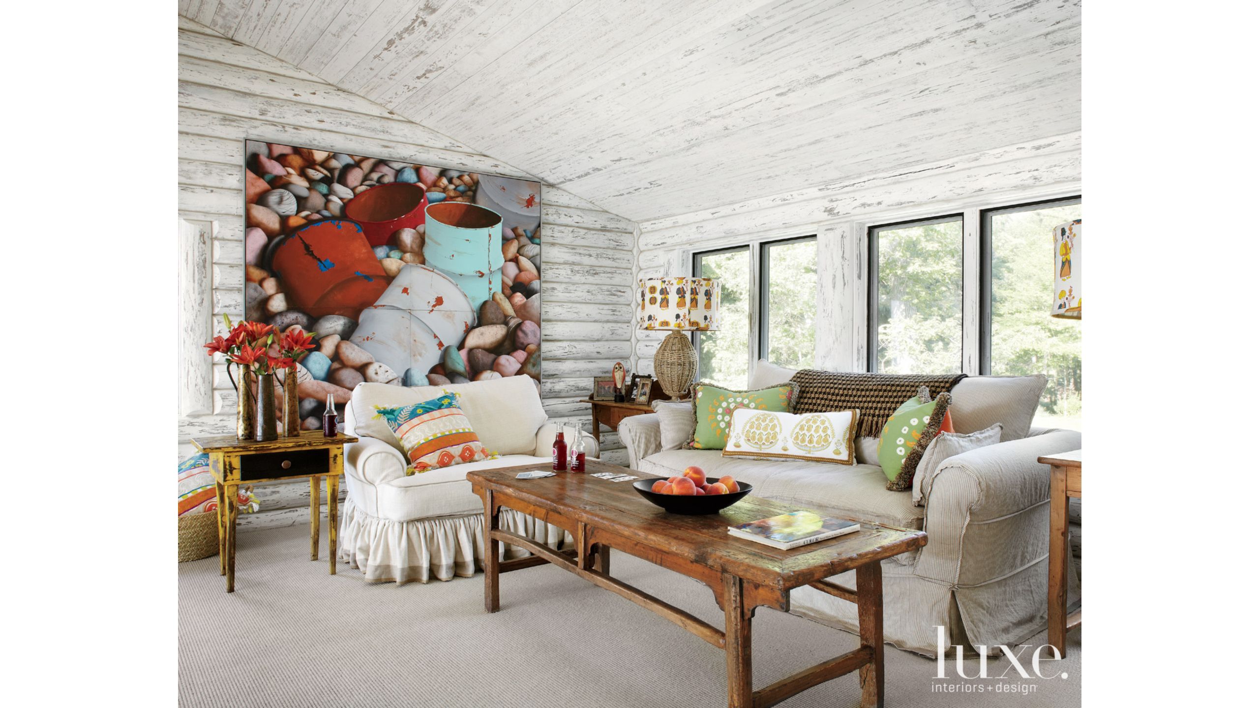 Country White Loft Space With Slanted Ceiling Luxe Interiors
