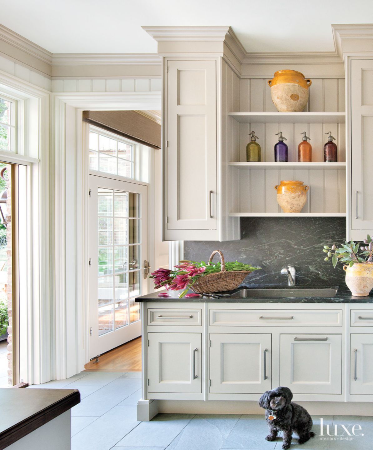 Transitional Neutral Mudroom With Soapstone Countertops Luxe