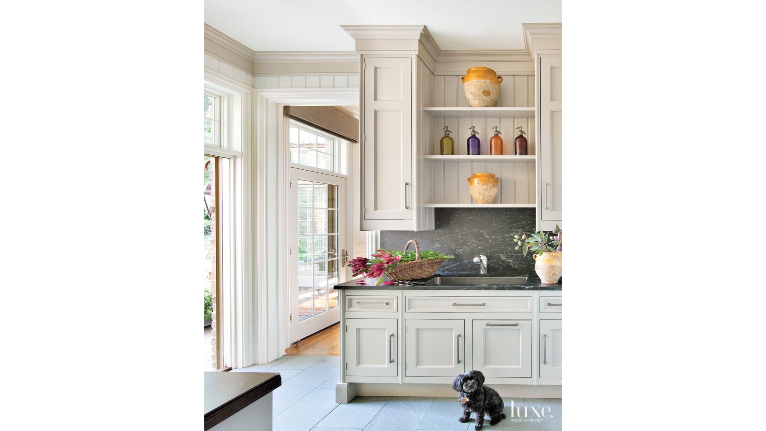 Transitional Neutral Mudroom With Soapstone Countertops Luxe