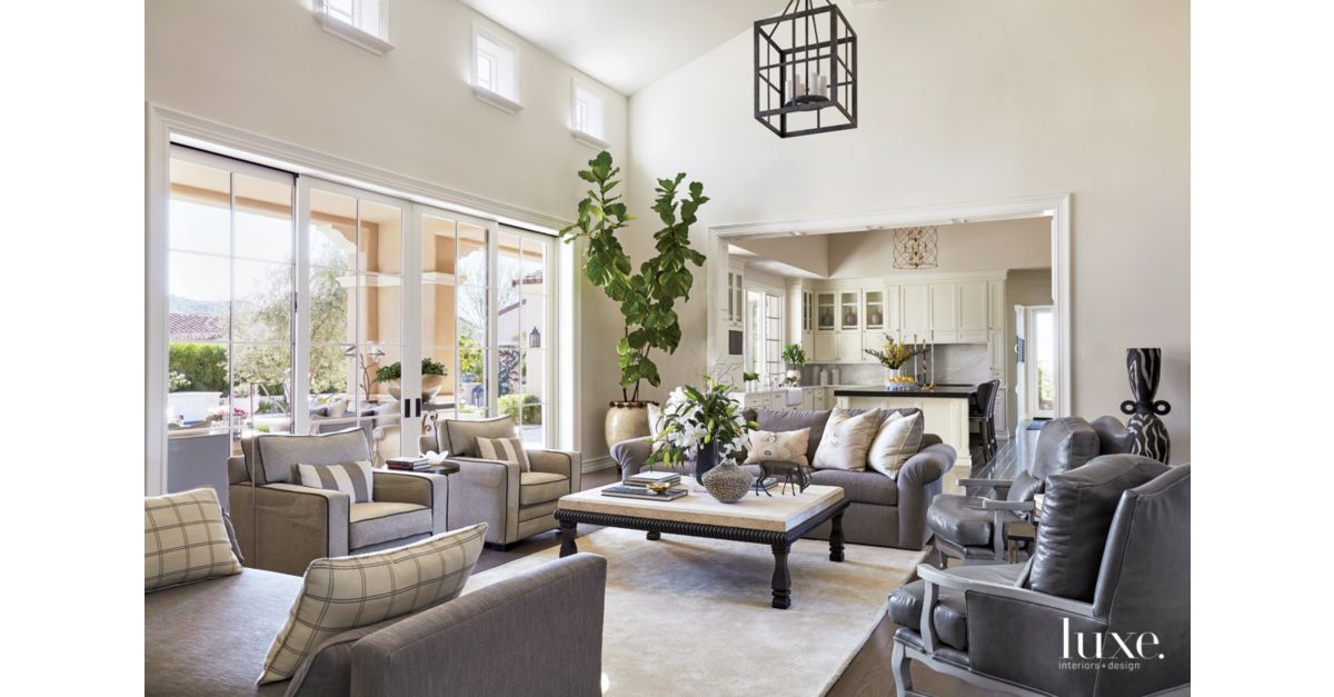 Traditional Cream Living Room with SilverGray Leather Furnishings