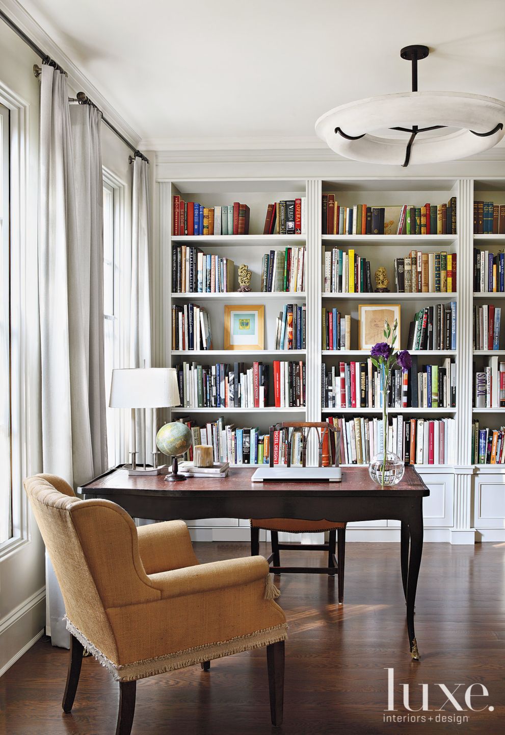 Mediterranean Neutral Study With French Desk Luxe