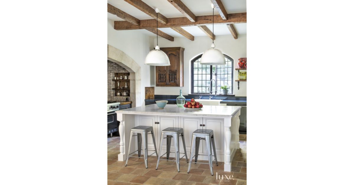 Transitional White Kitchen with Cooking Alcove - Luxe Interiors + Design