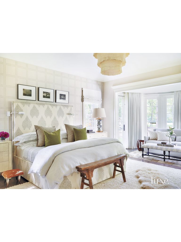 Contemporary Cream Master Bedroom With Bay Window