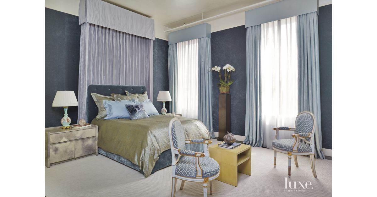 Contemporary Blue Master Bedroom Luxe Interiors Design