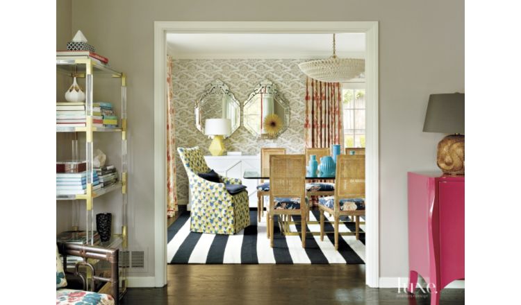 Eclectic Multi Colored Dining Room With Striped Rug Luxe