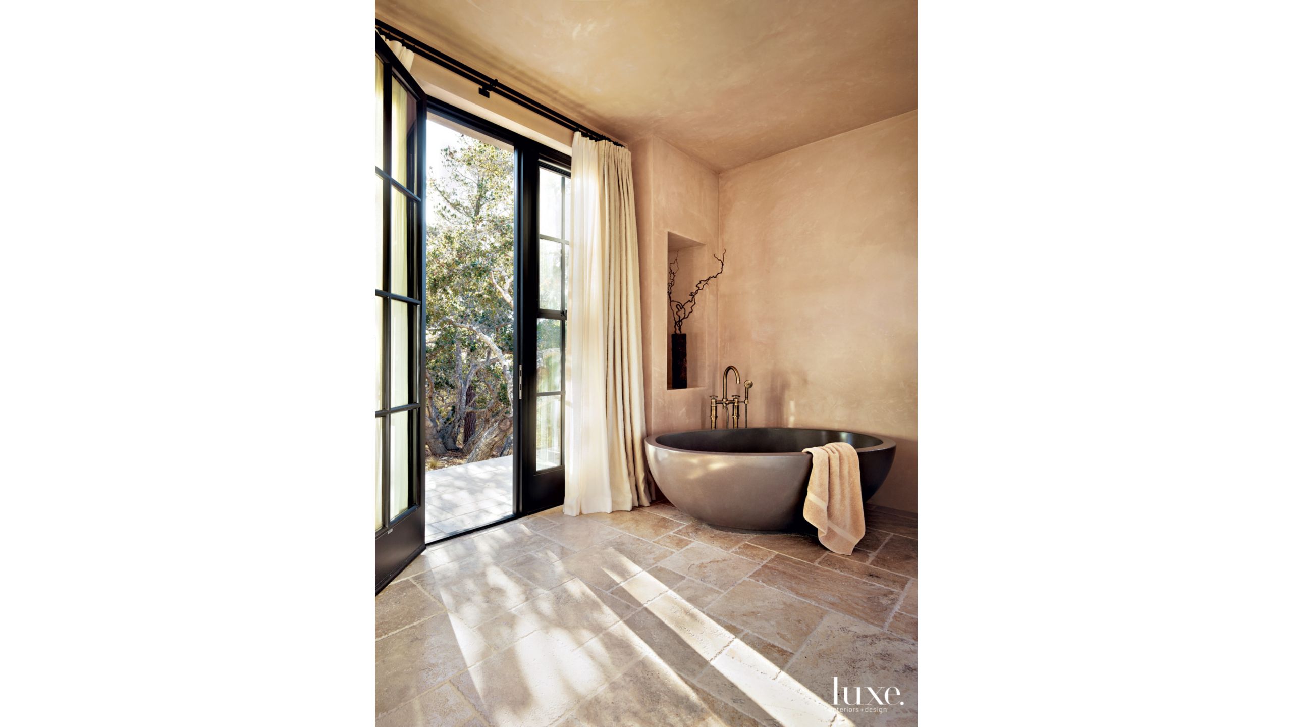 Contemporary Neutral Master Bathroom With Freestanding Tub