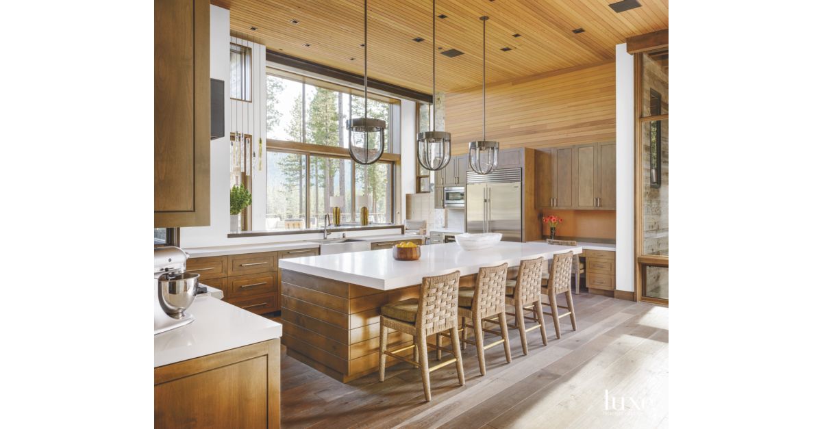 Wooden Kitchen with Custom Cedar Luxe Interiors + Design