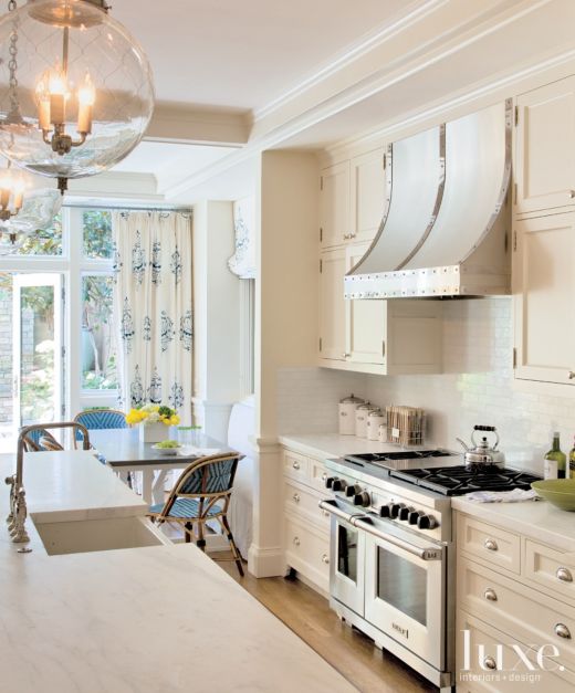 Eclectic White  Kitchen  Detail  with Tiled Backsplash Luxe  Eclectic White  Kitchen  Detail  with Tiled Backsplash Luxe