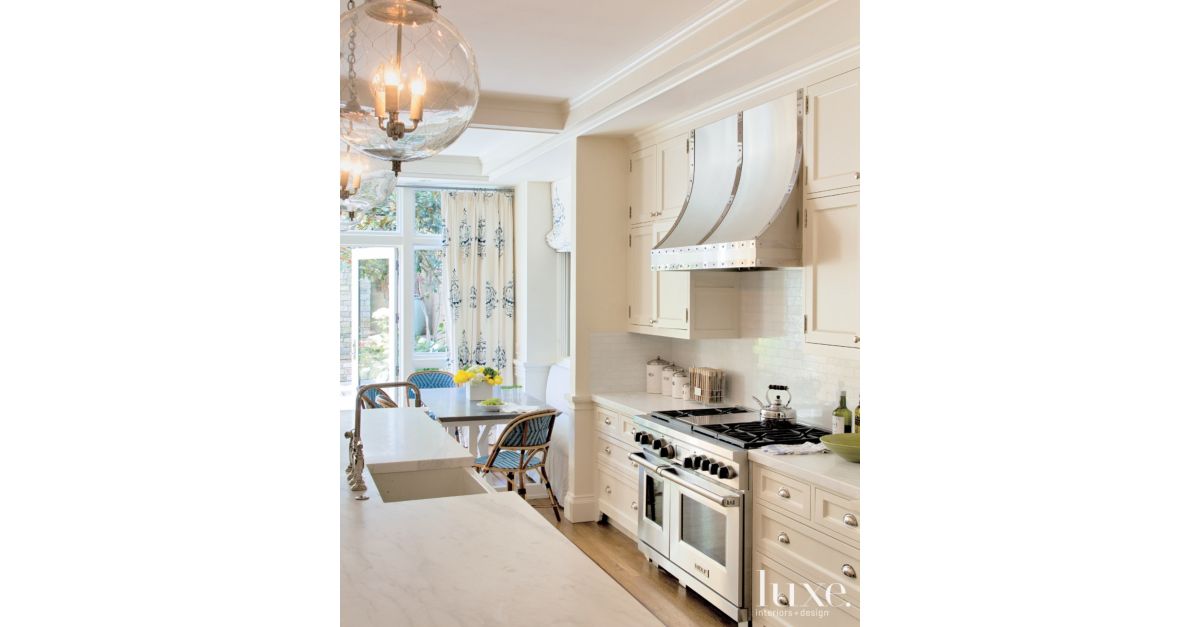 Eclectic White  Kitchen  Detail  with Tiled Backsplash Luxe 