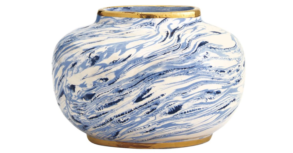 Marbelized Clay Oval Vase by Aerin Luxe Interiors + Design